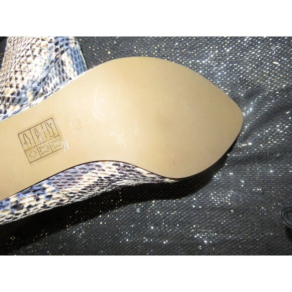 Crown Vintage Natural & Blue Python Embossed Leather Peep toe pumps size 8.5 - Picture 9 of 12